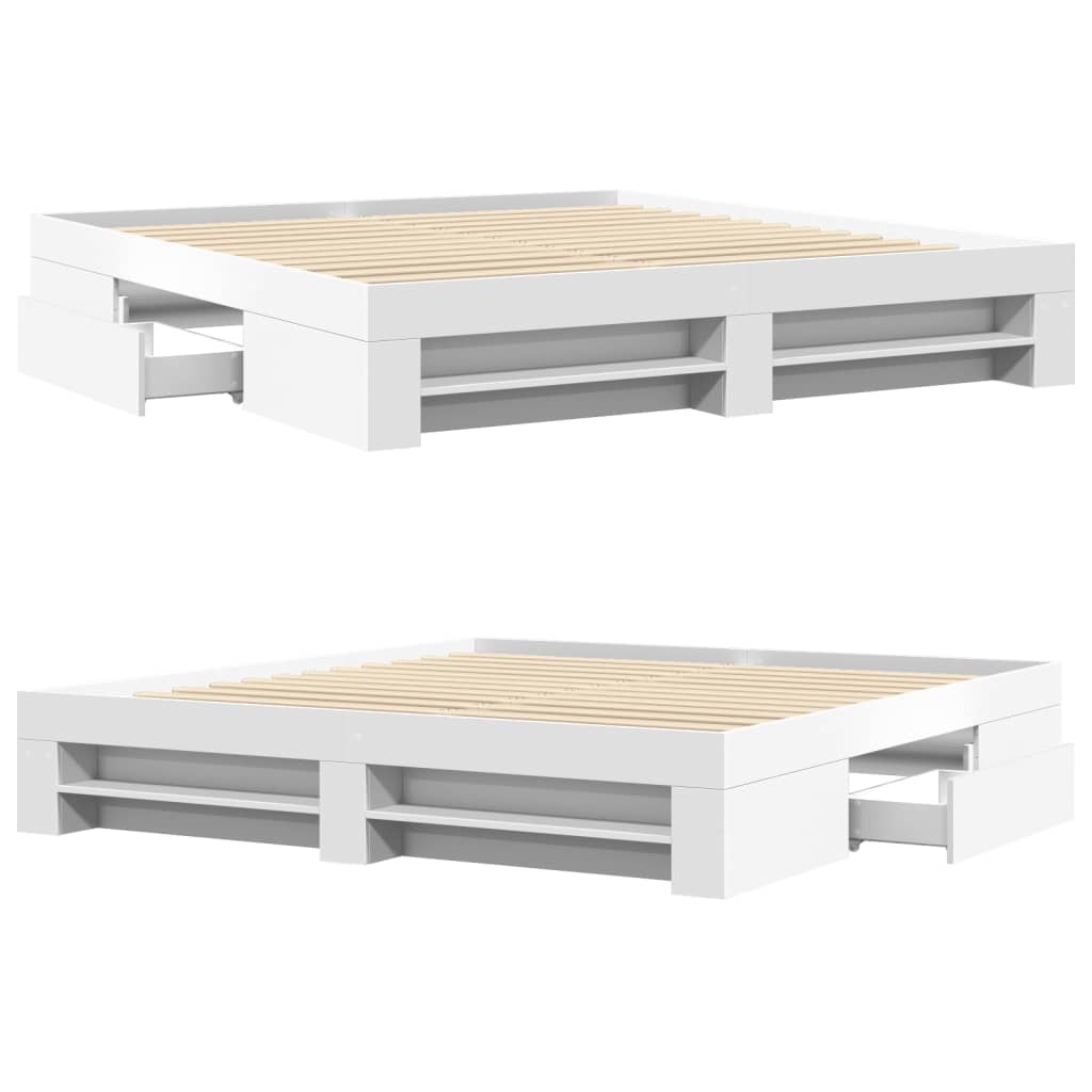 Bed Frame without Mattress White 180x200 cm Super King Engineered Wood