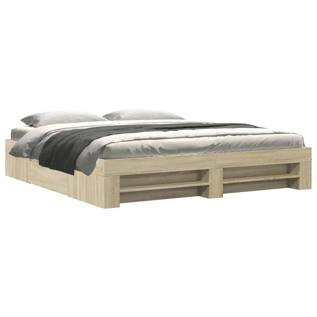 Bed Frame without Mattress Sonoma Oak 180x200 cm Super King Engineered Wood