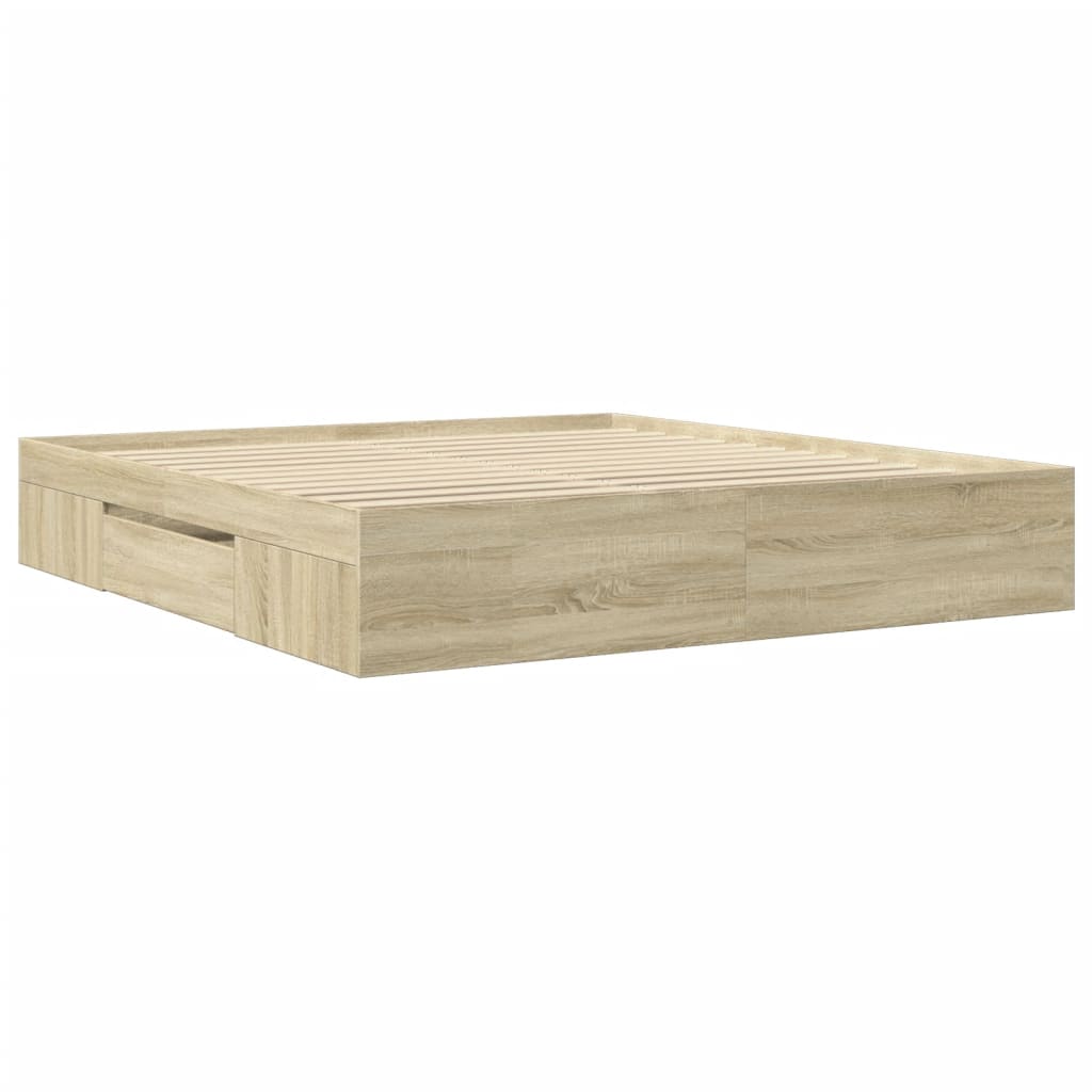 Bed Frame without Mattress Sonoma Oak 180x200 cm Super King Engineered Wood