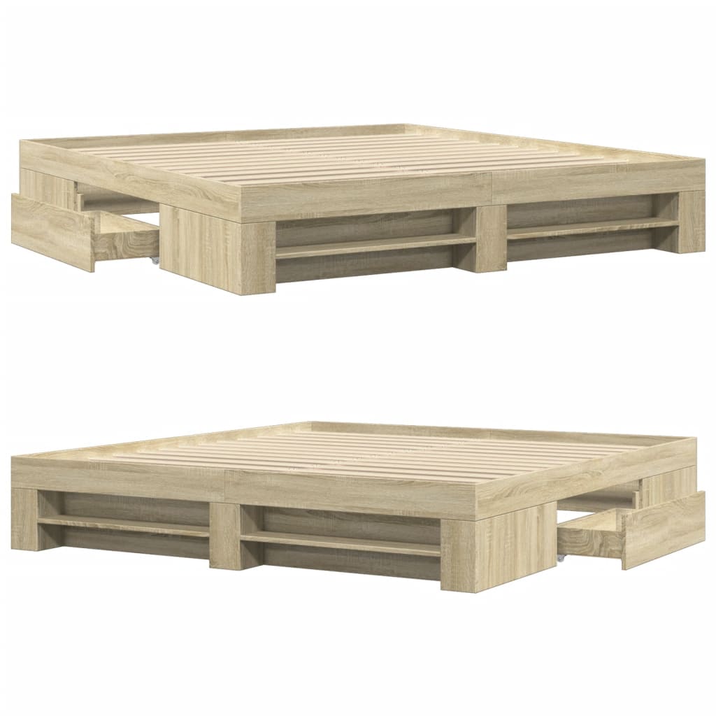 Bed Frame without Mattress Sonoma Oak 180x200 cm Super King Engineered Wood