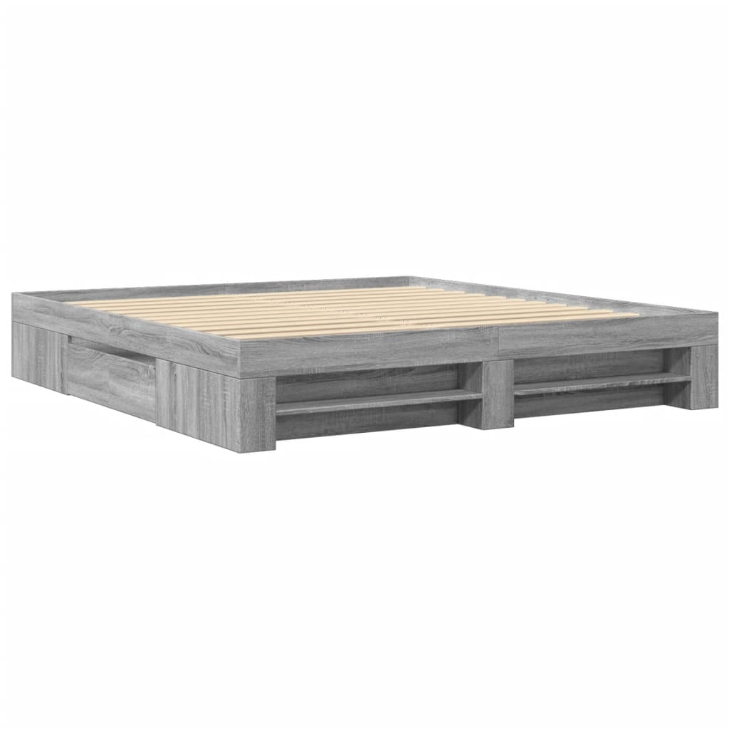 Bed Frame without Mattress Grey Sonoma 180x200 cm Super King Engineered Wood