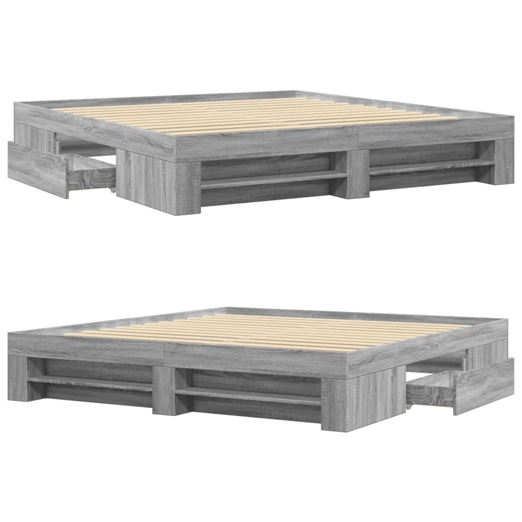 Bed Frame without Mattress Grey Sonoma 180x200 cm Super King Engineered Wood