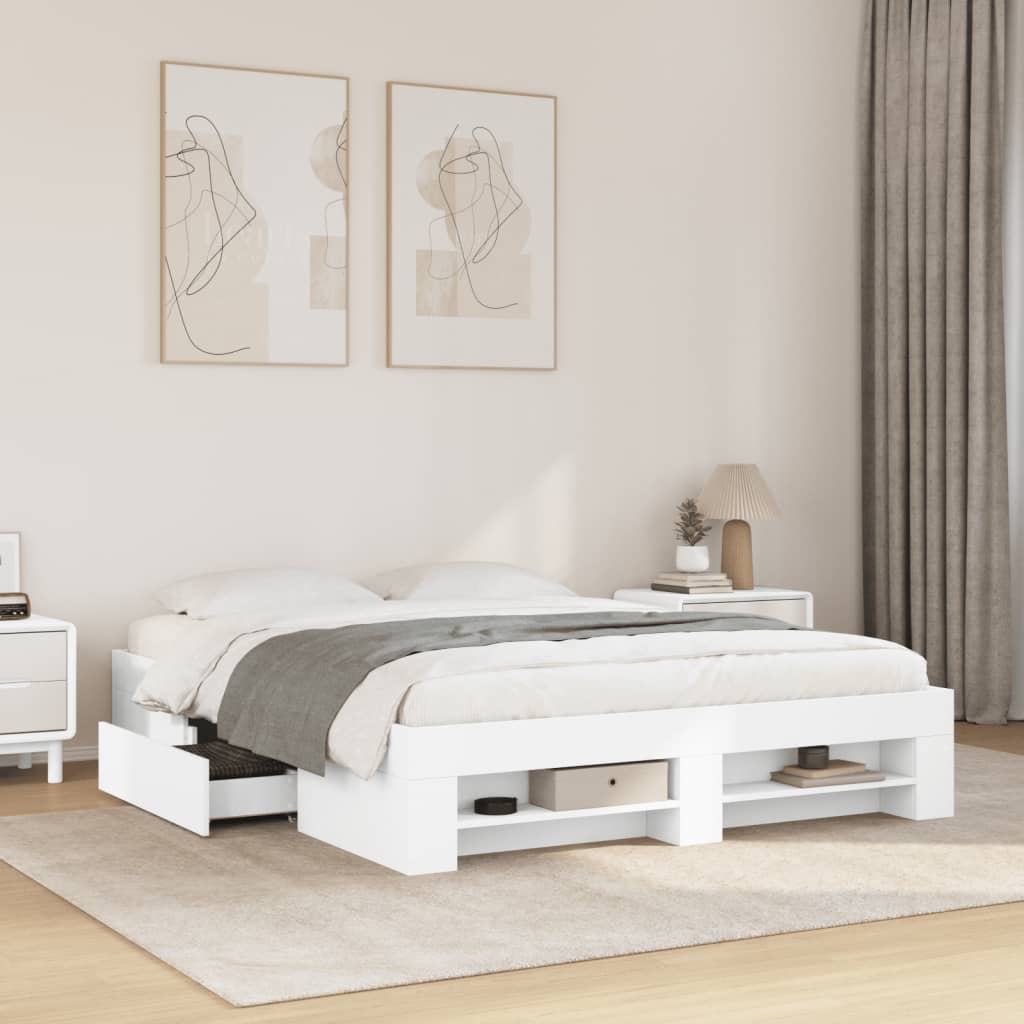 Bed Frame without Mattress White 160x200 cm Engineered Wood