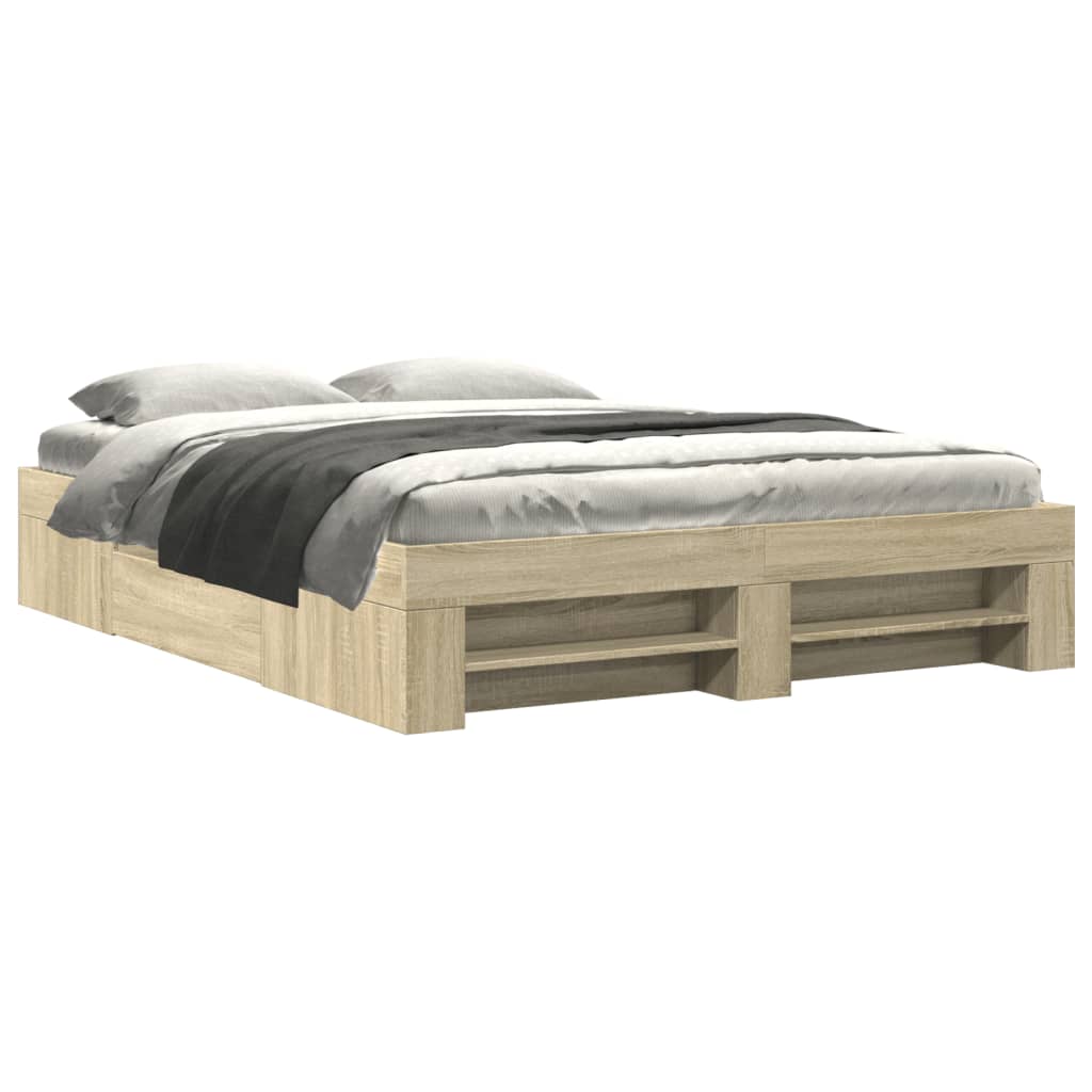 Bed Frame without Mattress Sonoma Oak 160x200 cm Engineered Wood