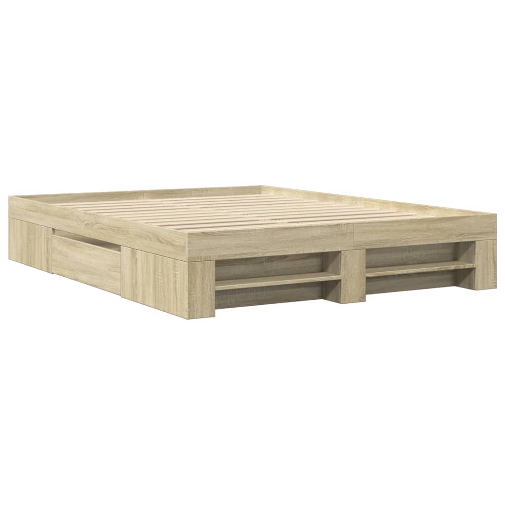 Bed Frame without Mattress Sonoma Oak 160x200 cm Engineered Wood