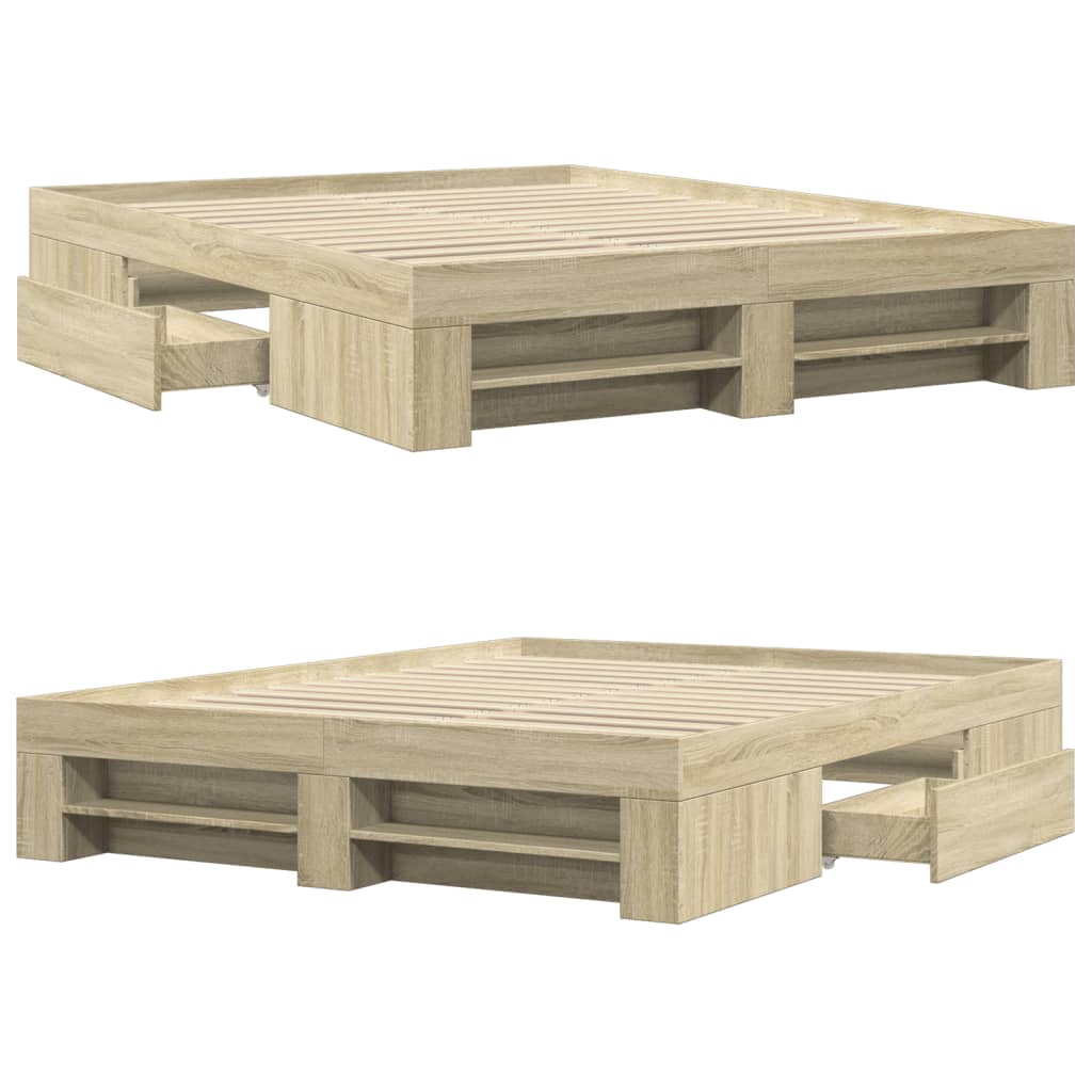 Bed Frame without Mattress Sonoma Oak 160x200 cm Engineered Wood