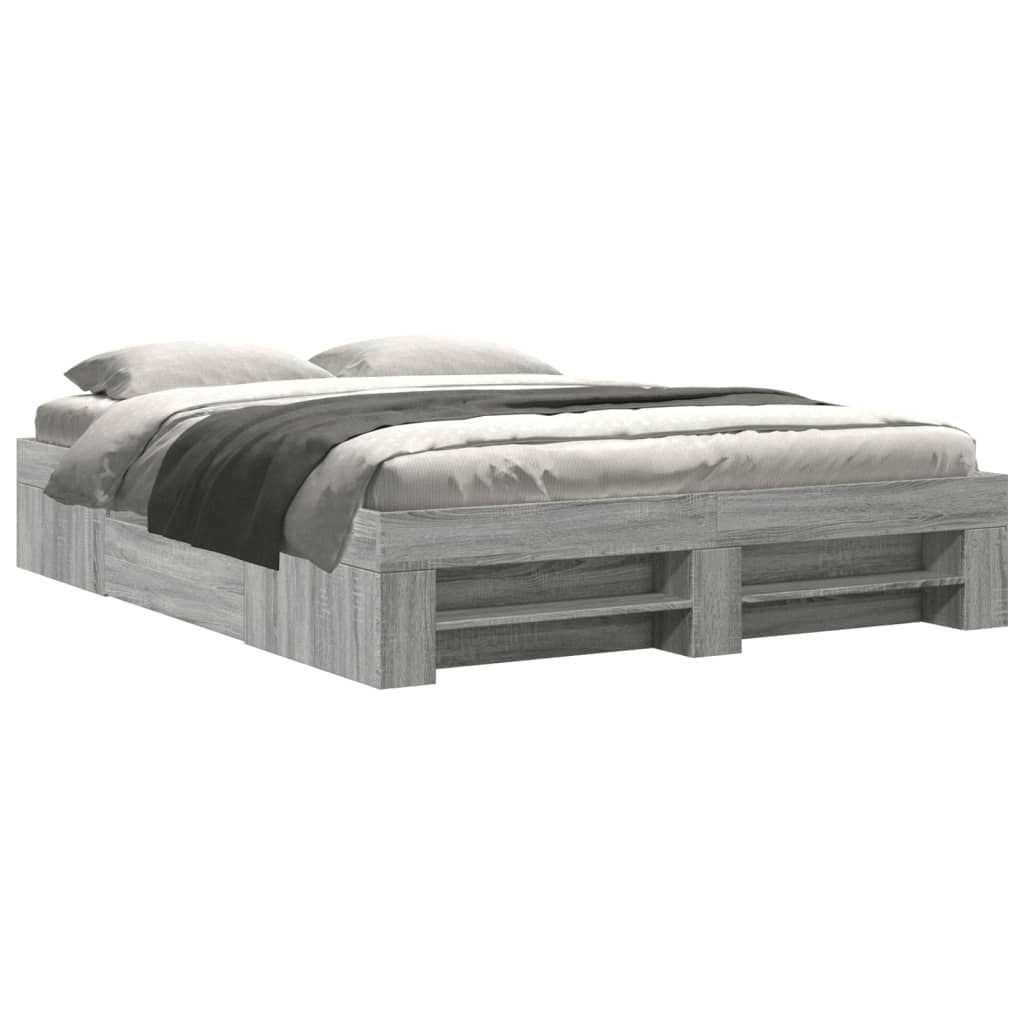Bed Frame without Mattress Grey Sonoma 160x200 cm Engineered Wood