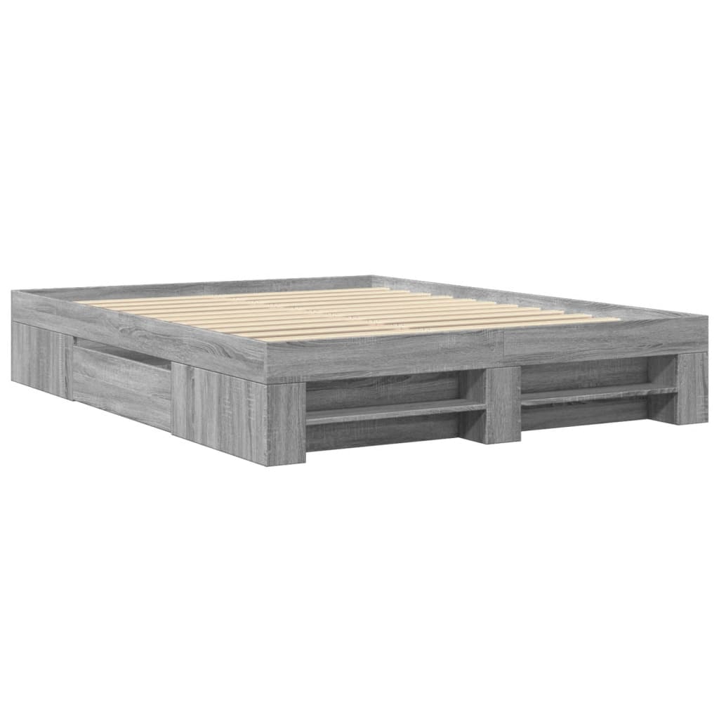 Bed Frame without Mattress Grey Sonoma 160x200 cm Engineered Wood