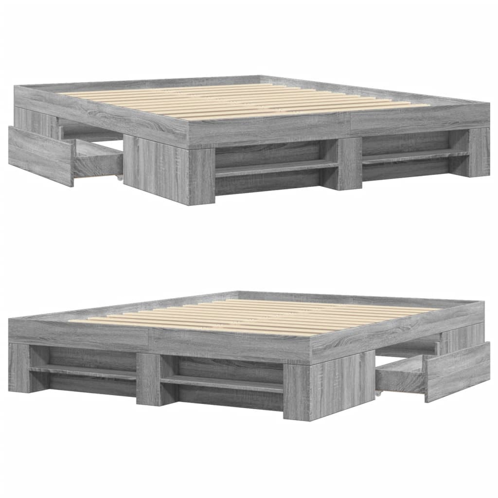 Bed Frame without Mattress Grey Sonoma 160x200 cm Engineered Wood