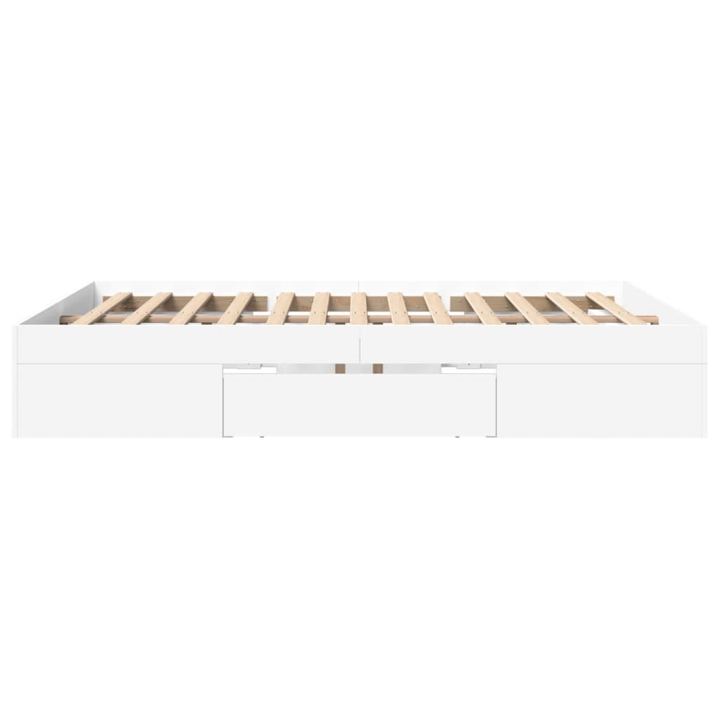 Bed Frame without Mattress White 150x200 cm King Size Engineered Wood