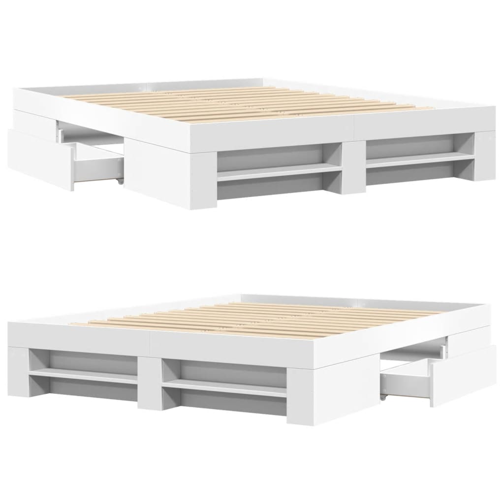 Bed Frame without Mattress White 150x200 cm King Size Engineered Wood