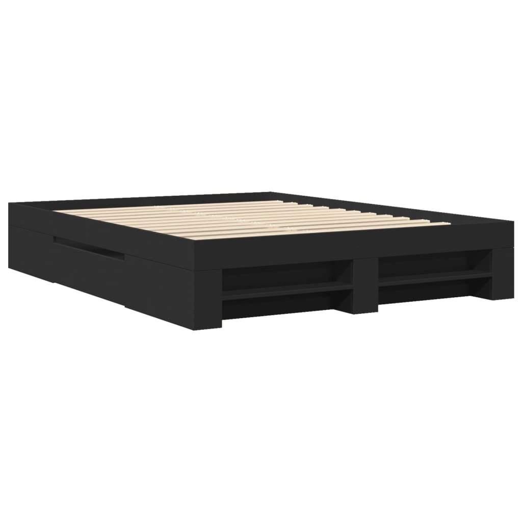 Bed Frame without Mattress Black 150x200 cm King Size Engineered Wood