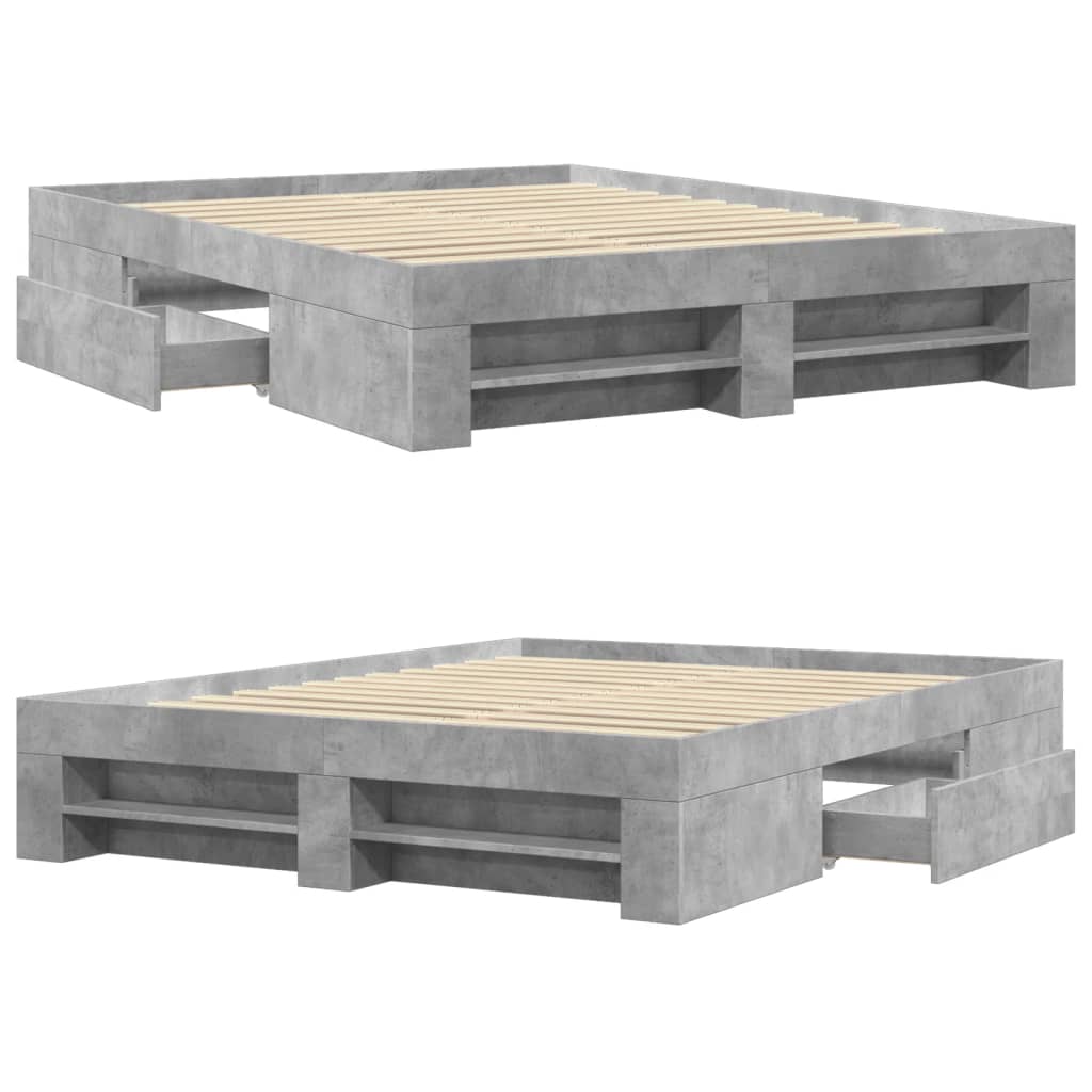 Bed Frame without Mattress Concrete Grey 150x200cm Engineered Wood