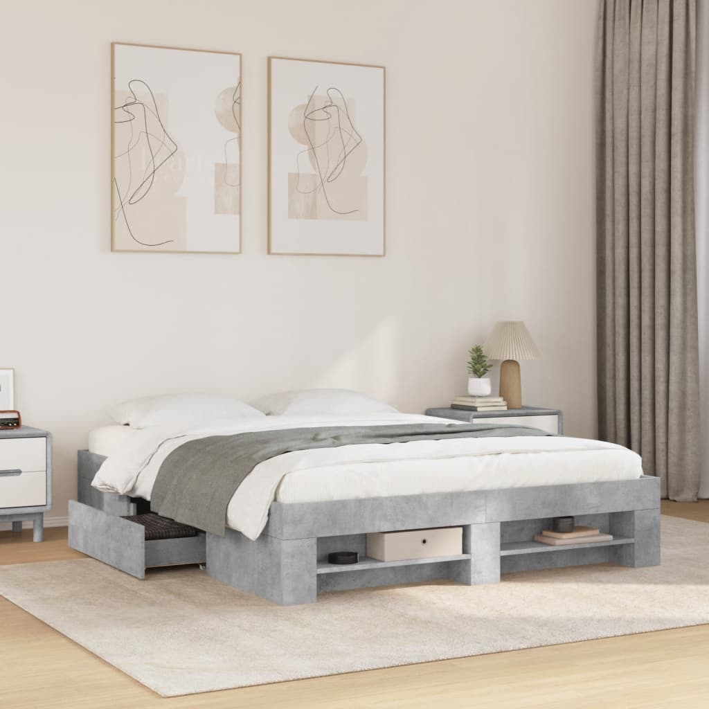Bed Frame without Mattress Concrete Grey 150x200cm Engineered Wood