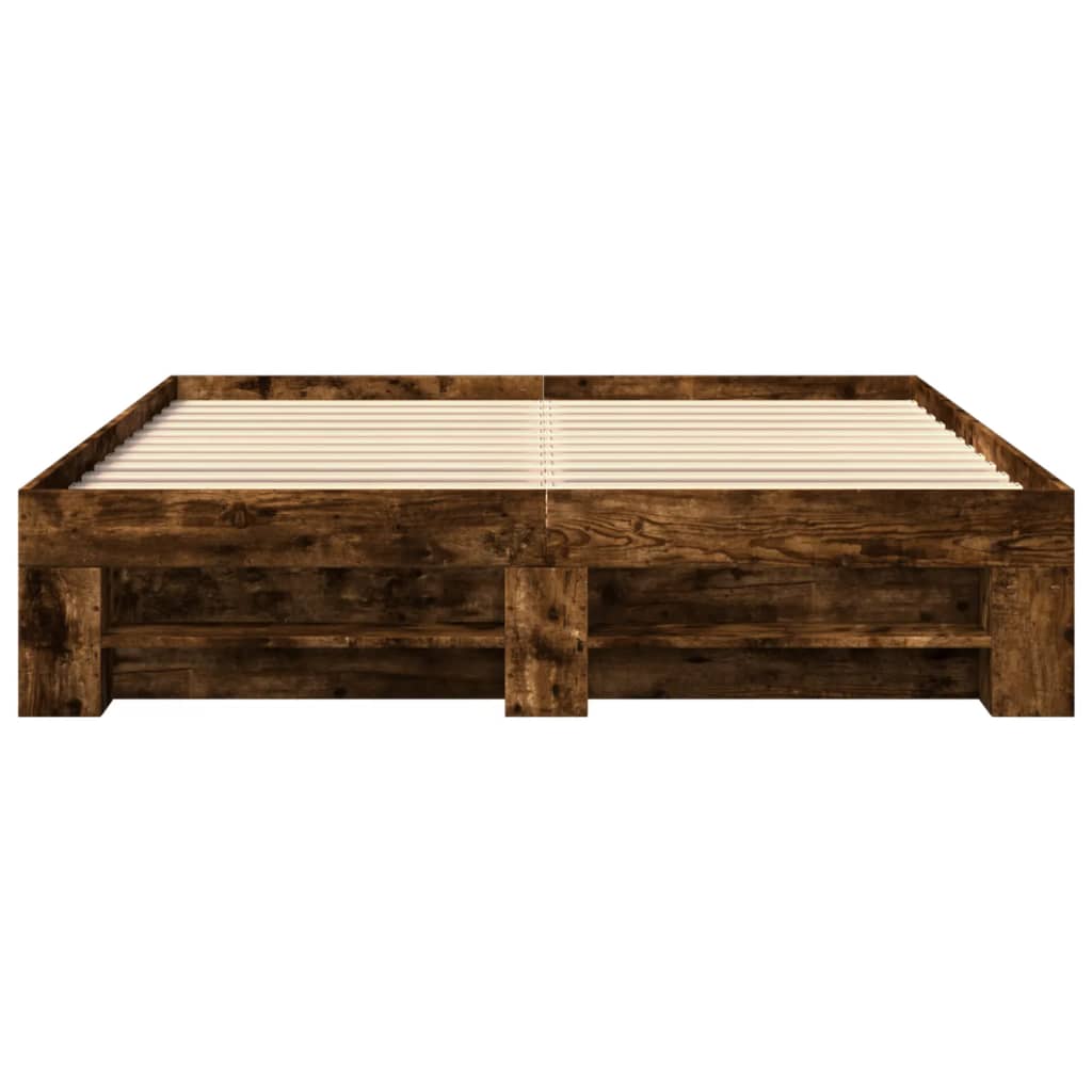 Bed Frame without Mattress Smoked Oak 150x200 cm King Size Engineered Wood