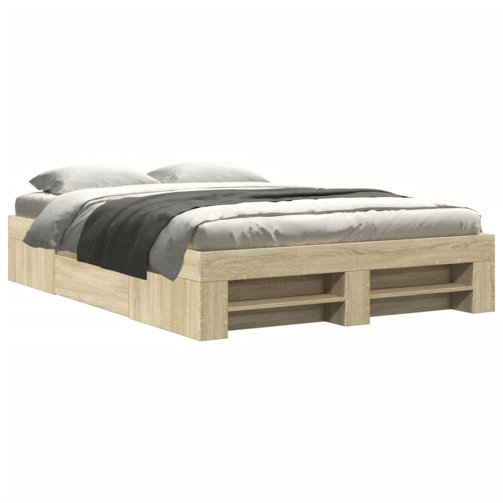 Bed Frame without Mattress Sonoma Oak 140x200 cm Engineered Wood