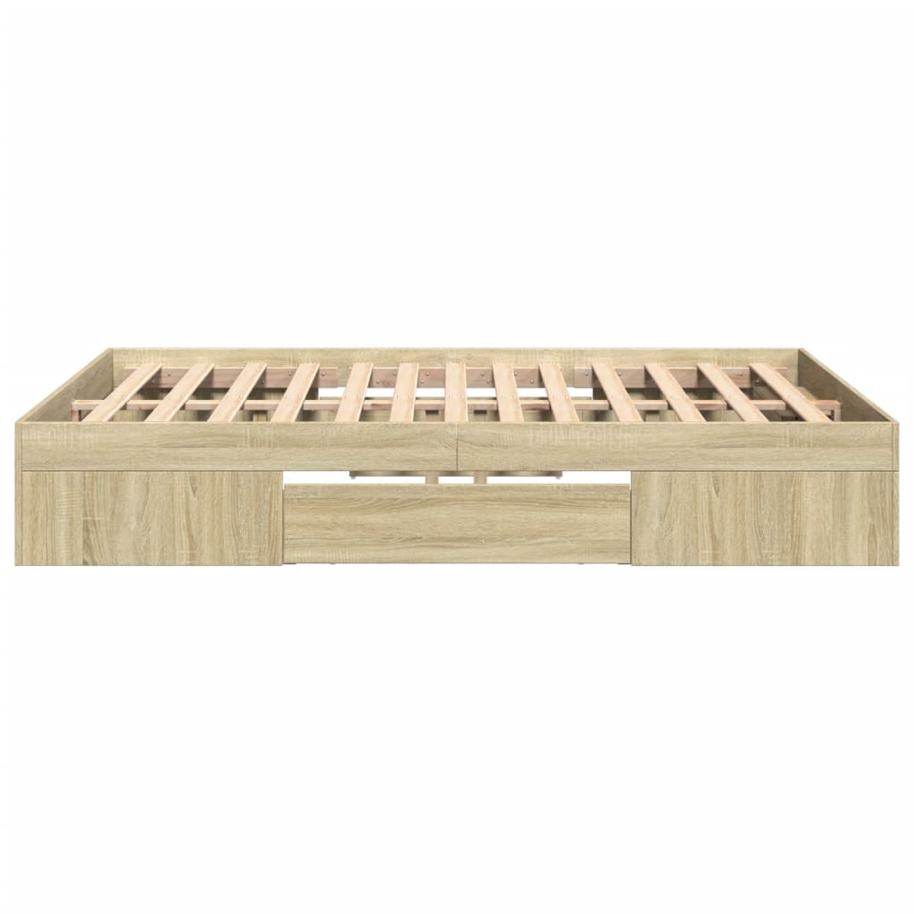 Bed Frame without Mattress Sonoma Oak 140x200 cm Engineered Wood