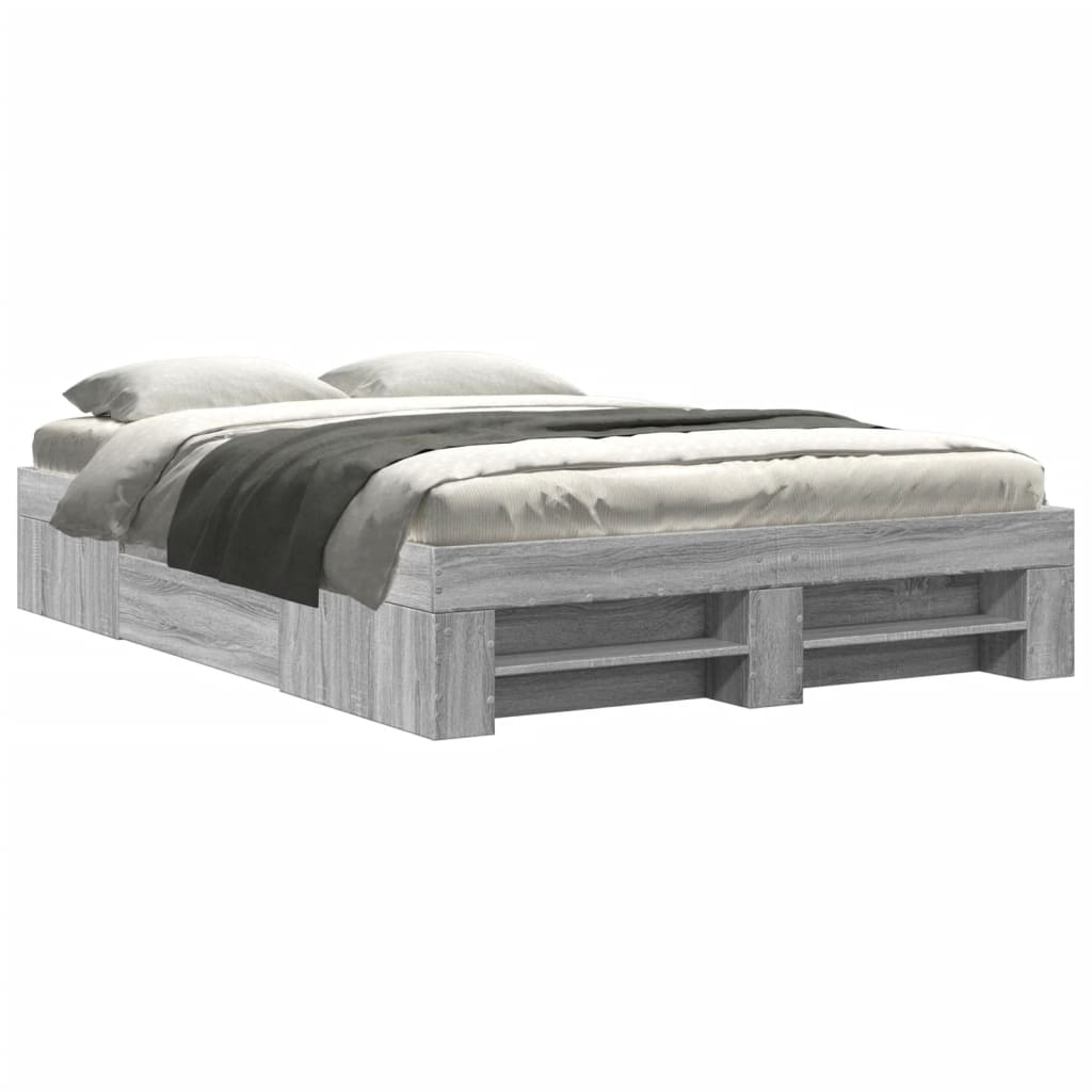 Bed Frame without Mattress Grey Sonoma 140x200 cm Engineered Wood