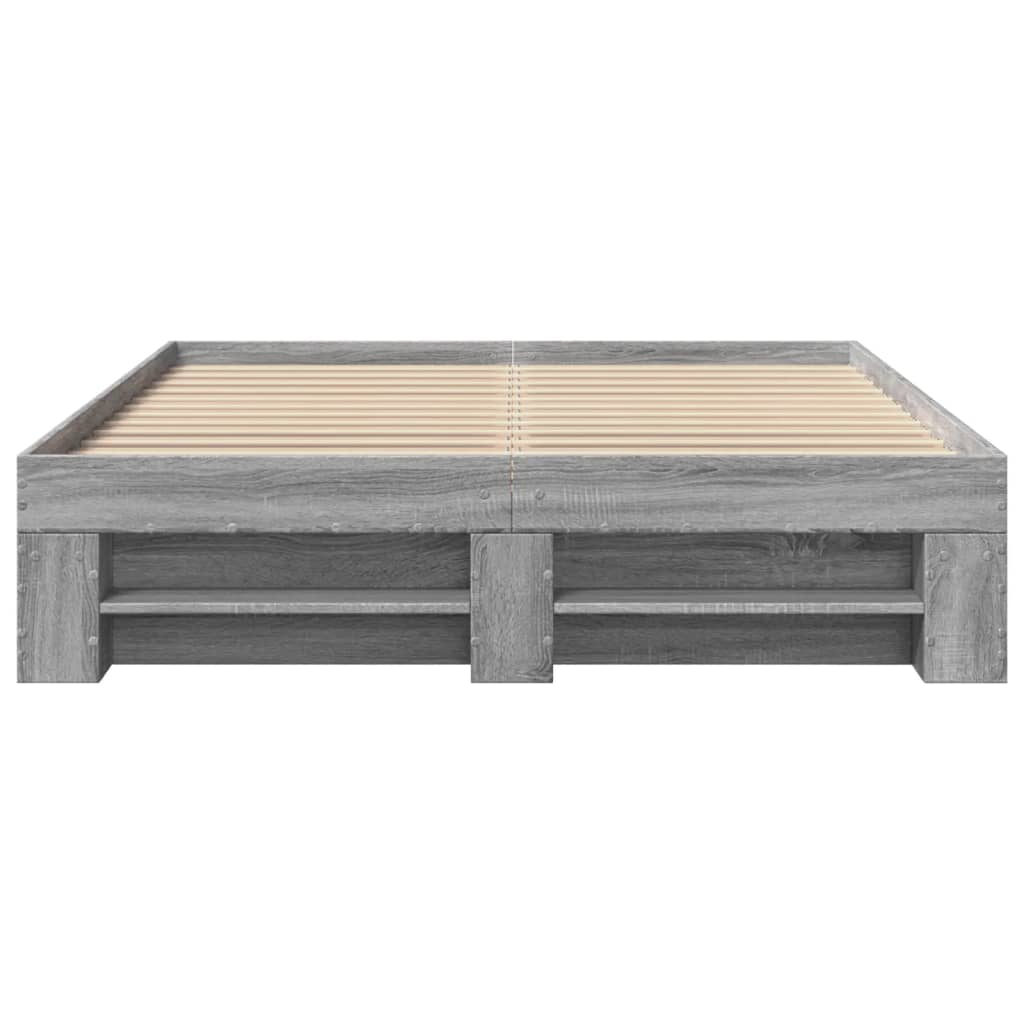 Bed Frame without Mattress Grey Sonoma 140x200 cm Engineered Wood