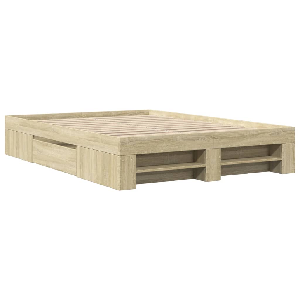 Bed Frame without Mattress Sonoma Oak 120x200 cm Engineered Wood