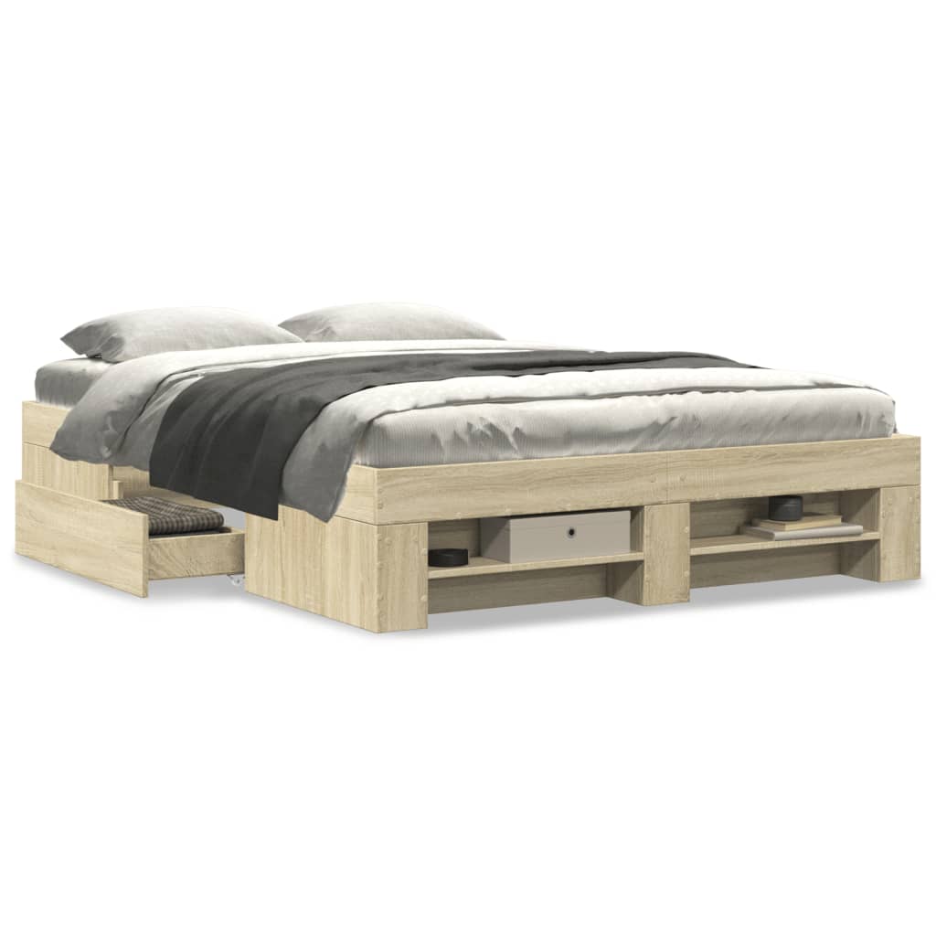 Bed Frame without Mattress Sonoma Oak 120x200 cm Engineered Wood