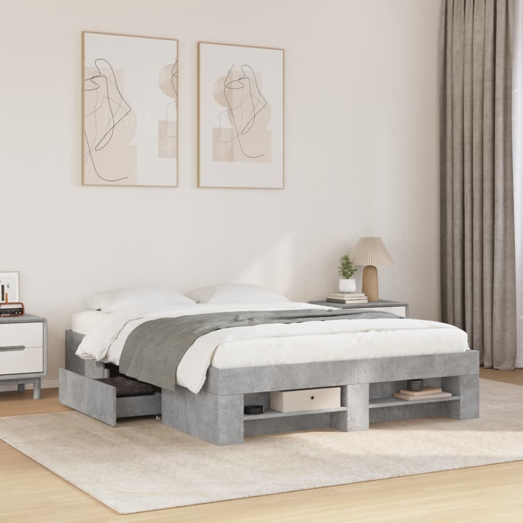 Bed Frame without Mattress Concrete Grey 120x200cm Engineered Wood