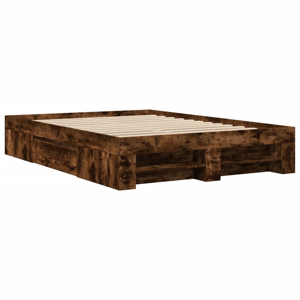 Bed Frame without Mattress Smoked Oak 120x200 cm Engineered Wood