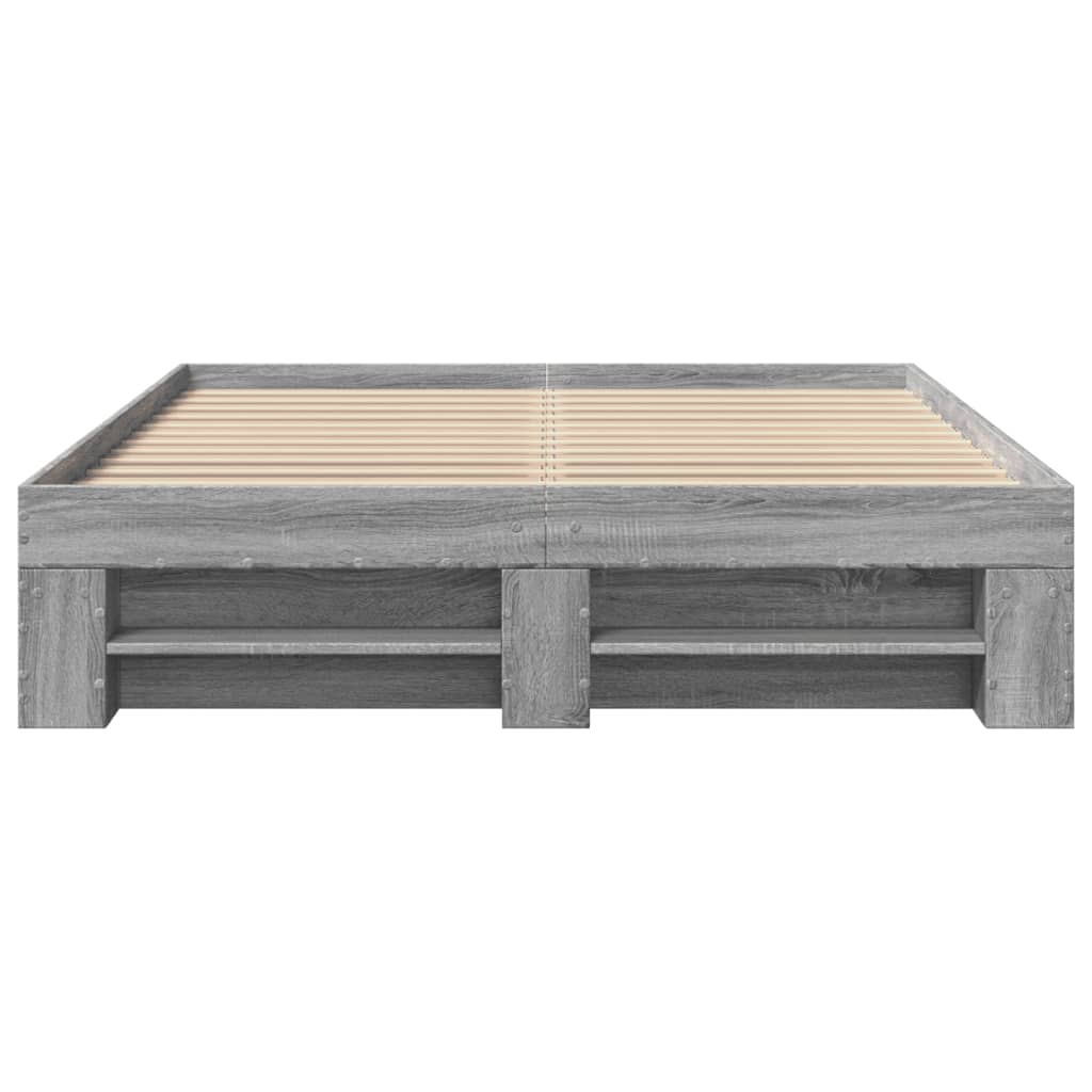 Bed Frame without Mattress Grey Sonoma 120x200 cm Engineered Wood