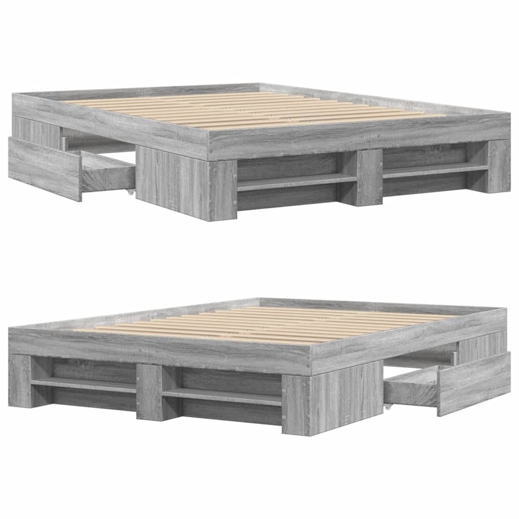 Bed Frame without Mattress Grey Sonoma 120x200 cm Engineered Wood