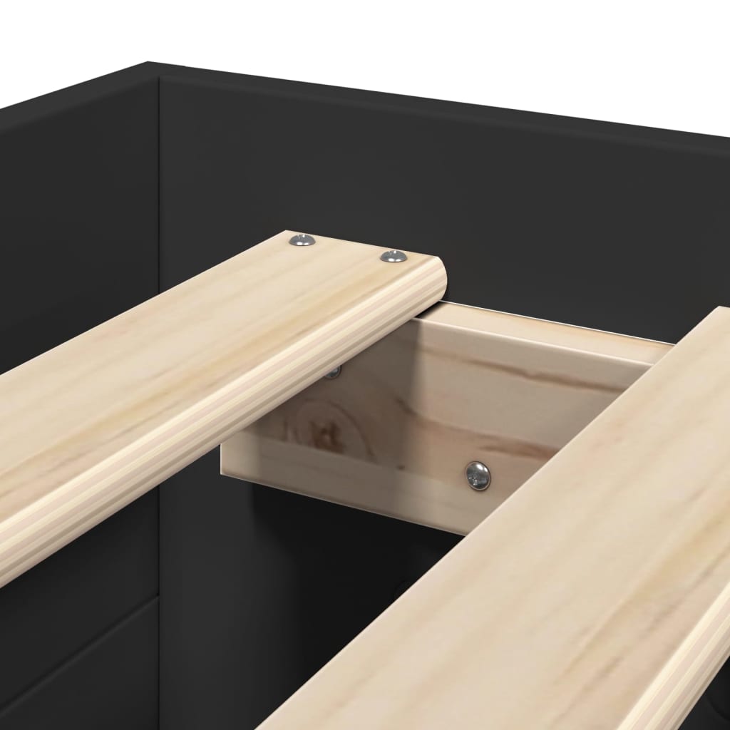 Bed Frame without Mattress Black 100x200 cm Engineered Wood