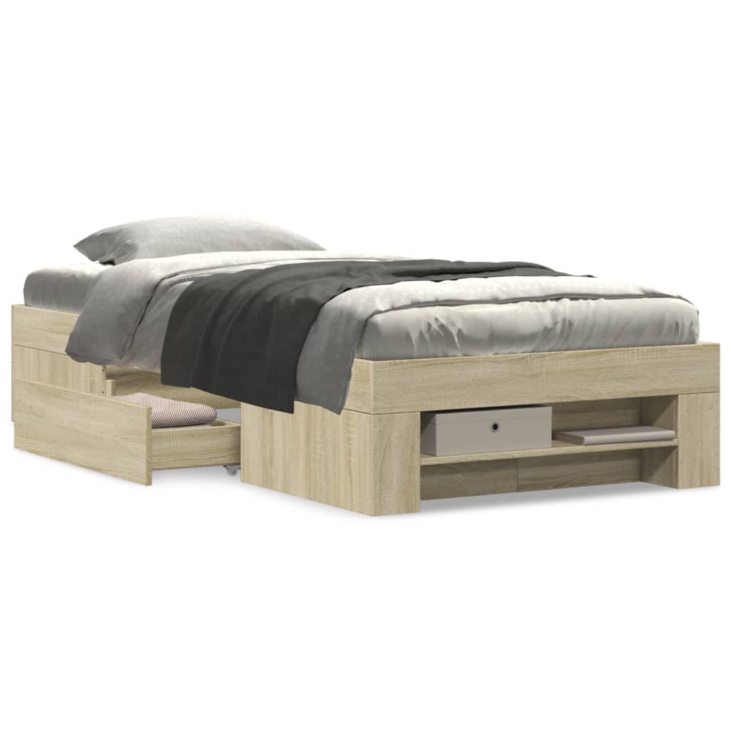 Bed Frame without Mattress Sonoma Oak 100x200 cm Engineered Wood