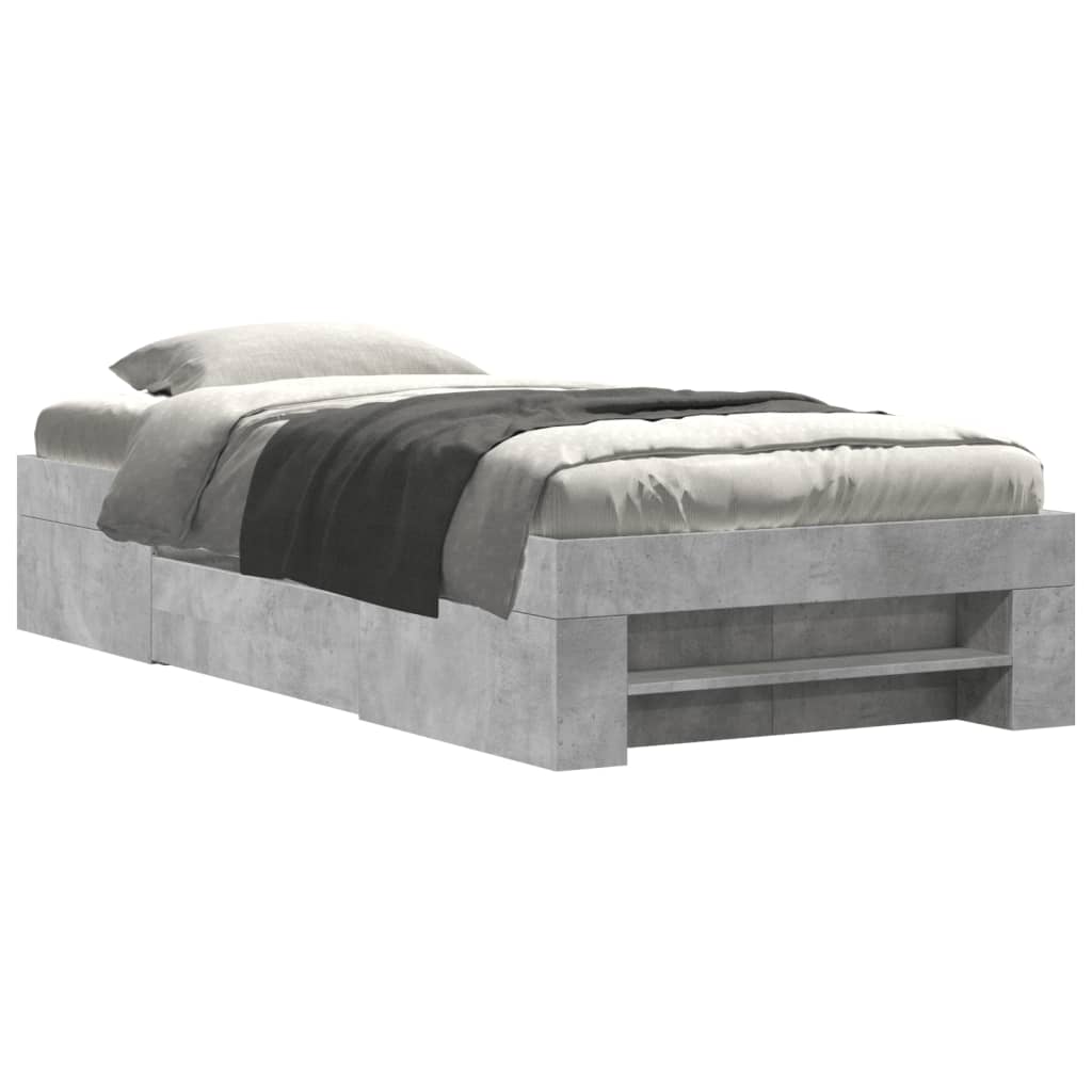 Bed Frame without Mattress Concrete Grey 100x200cm Engineered Wood