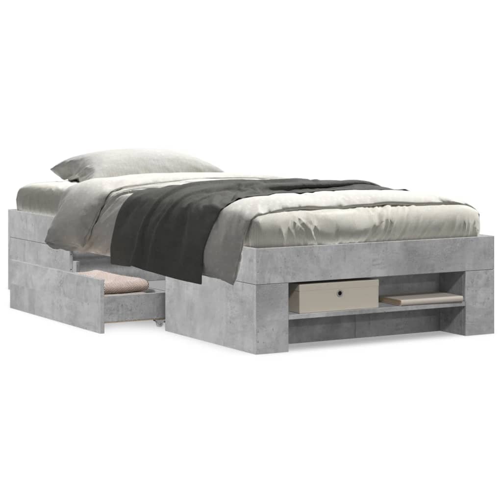 Bed Frame without Mattress Concrete Grey 100x200cm Engineered Wood