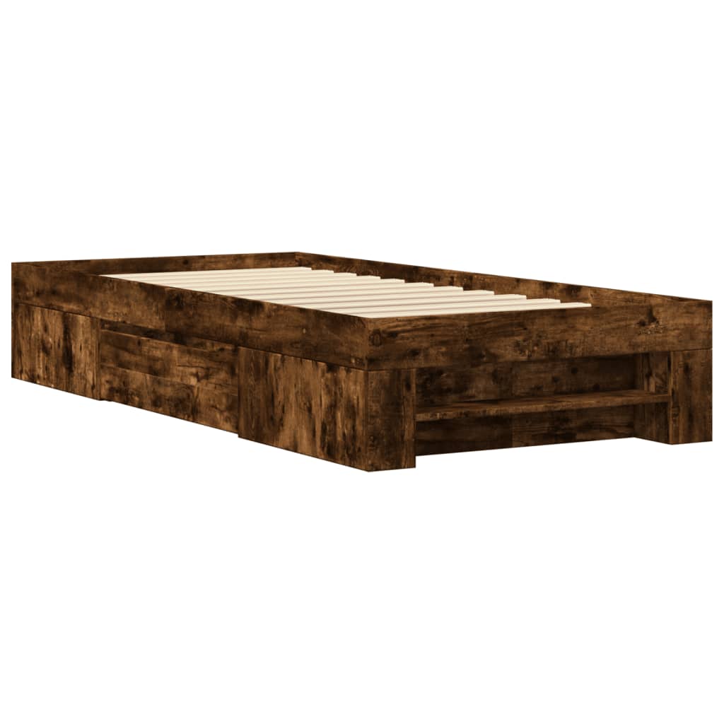 Bed Frame without Mattress Smoked Oak 100x200 cm Engineered Wood