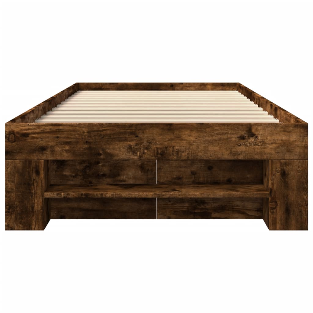 Bed Frame without Mattress Smoked Oak 100x200 cm Engineered Wood