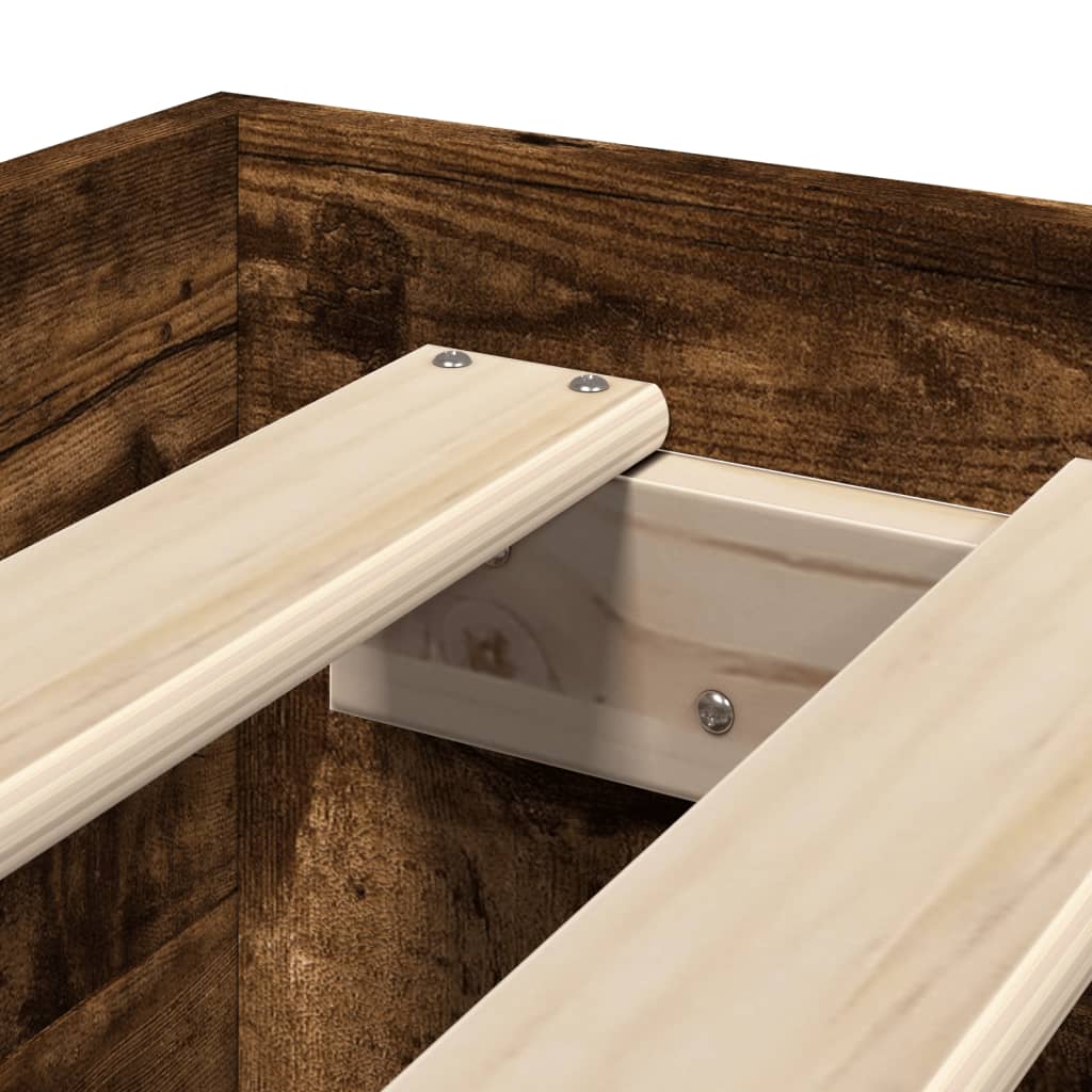Bed Frame without Mattress Smoked Oak 100x200 cm Engineered Wood