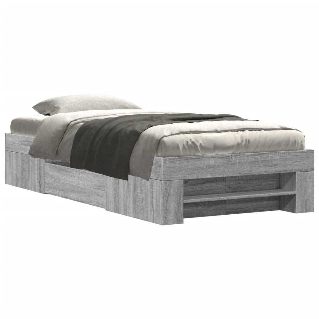 Bed Frame without Mattress Grey Sonoma 100x200 cm Engineered Wood