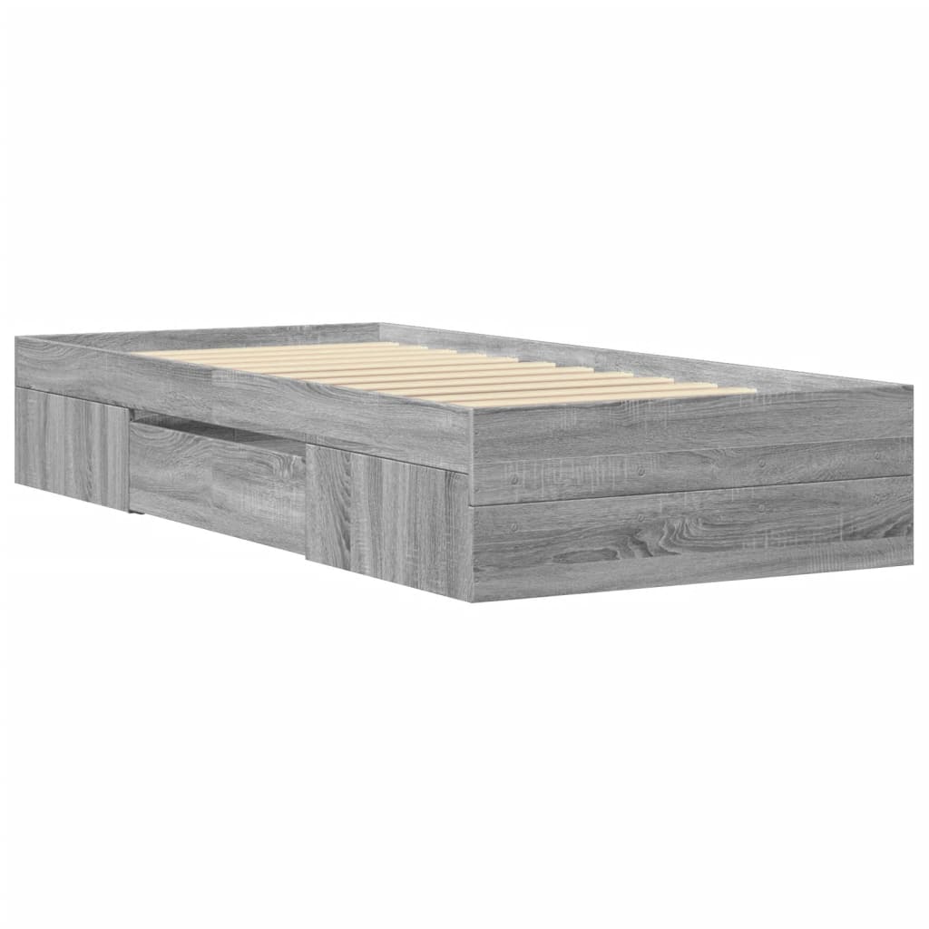 Bed Frame without Mattress Grey Sonoma 100x200 cm Engineered Wood