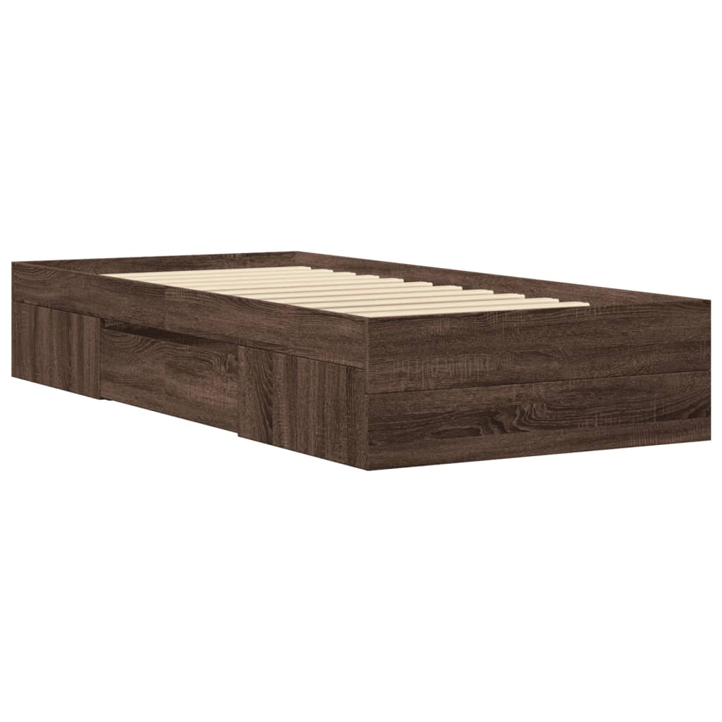 Bed Frame without Mattress Brown Oak 100x200 cm Engineered Wood