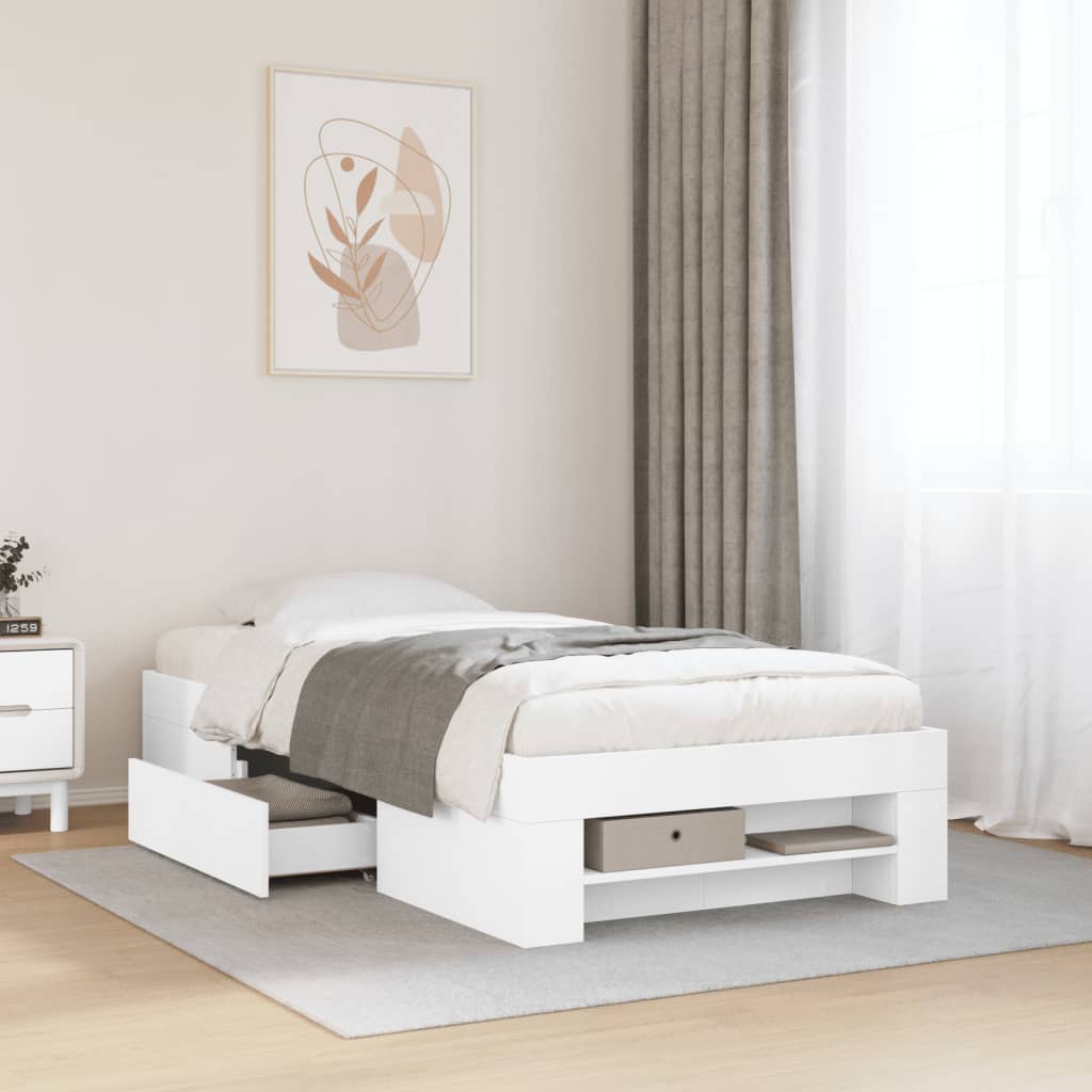 Bed Frame without Mattress White 90x200 cm Engineered Wood