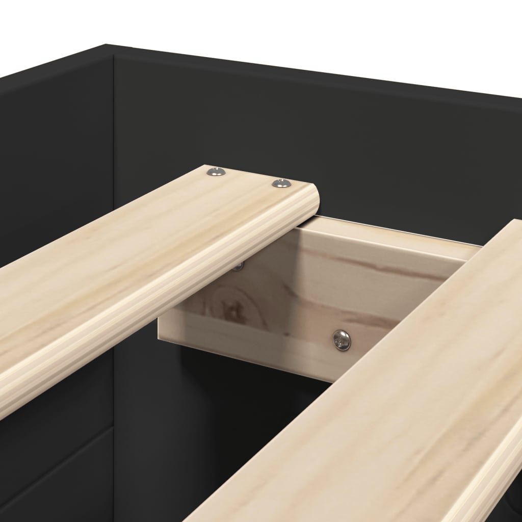Bed Frame without Mattress Black 90x200 cm Engineered Wood