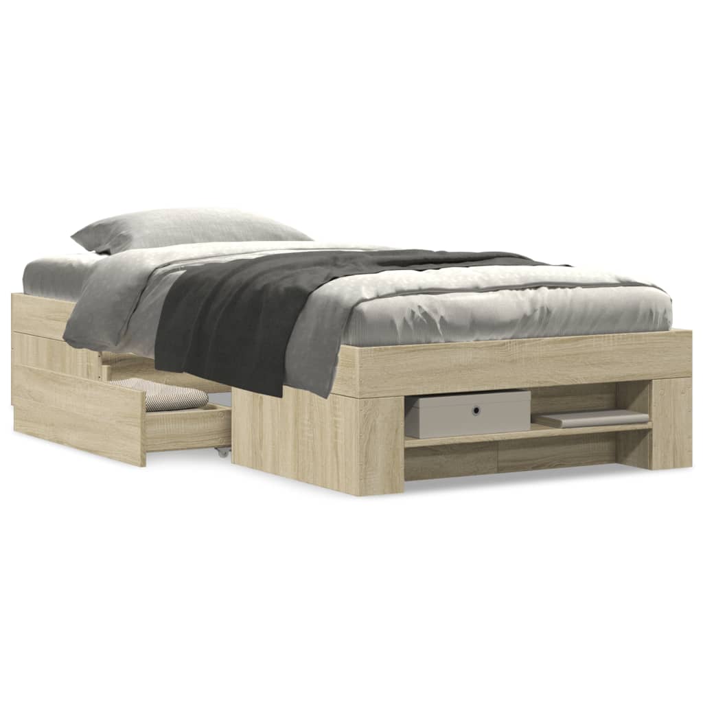 Bed Frame without Mattress Sonoma Oak 90x200 cm Engineered Wood
