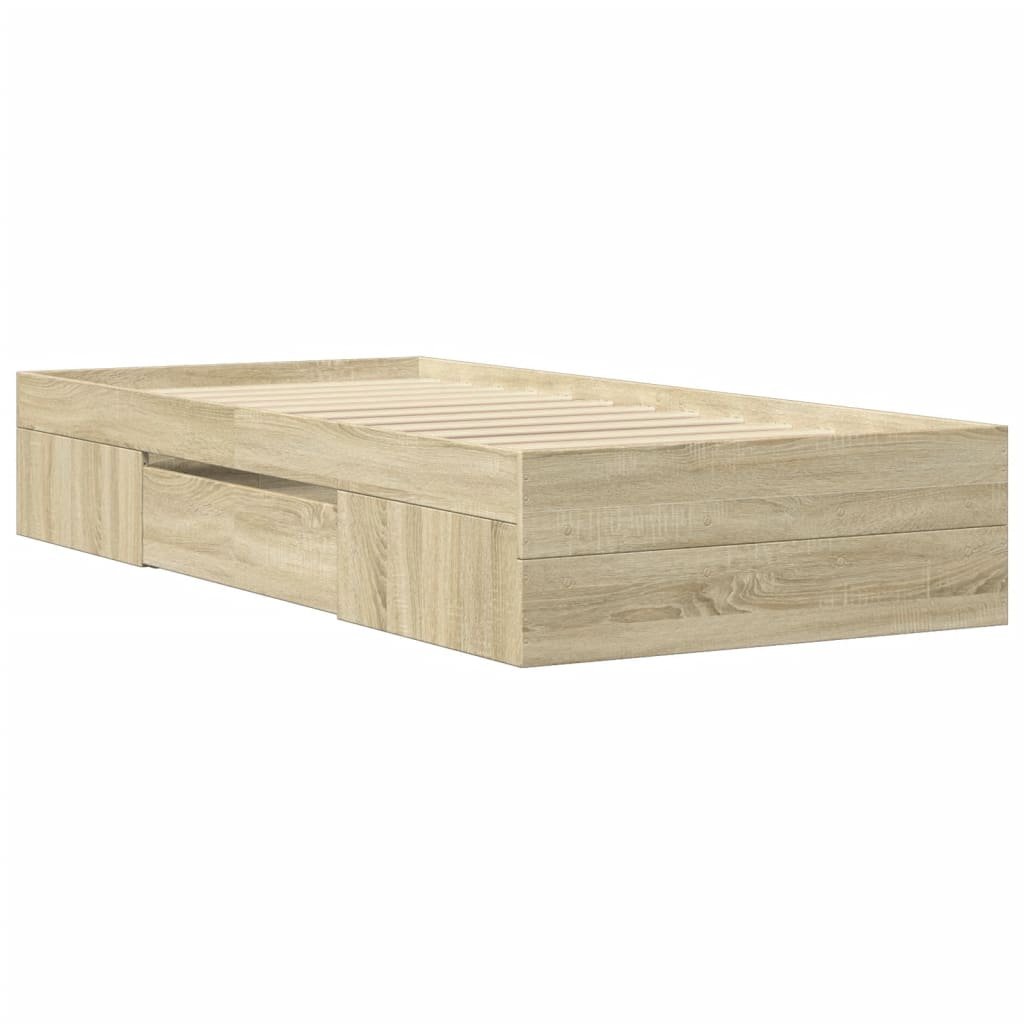 Bed Frame without Mattress Sonoma Oak 90x200 cm Engineered Wood