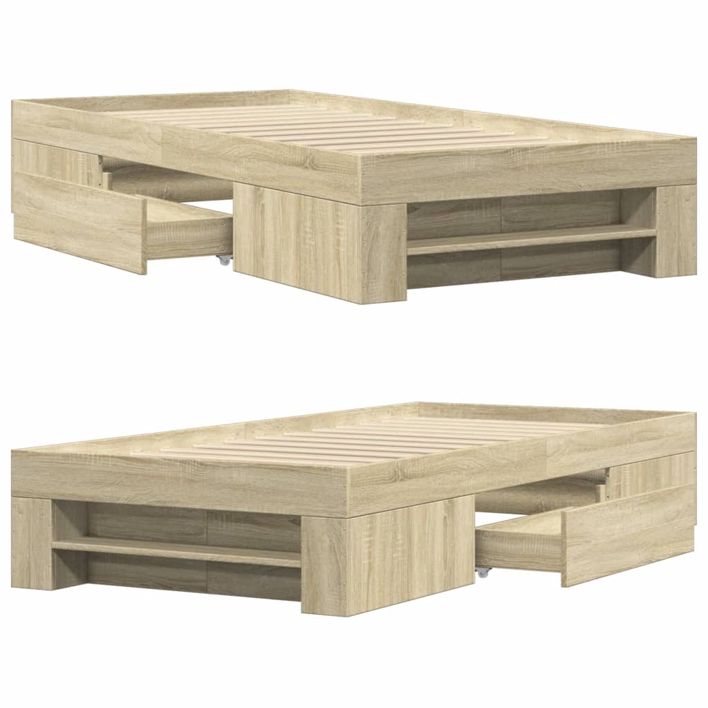 Bed Frame without Mattress Sonoma Oak 90x200 cm Engineered Wood