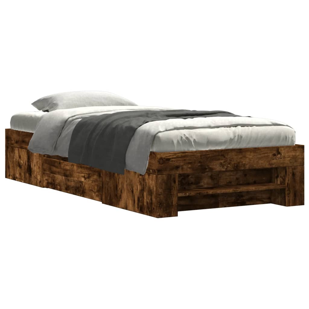 Bed Frame without Mattress Smoked Oak 90x200 cm Engineered Wood