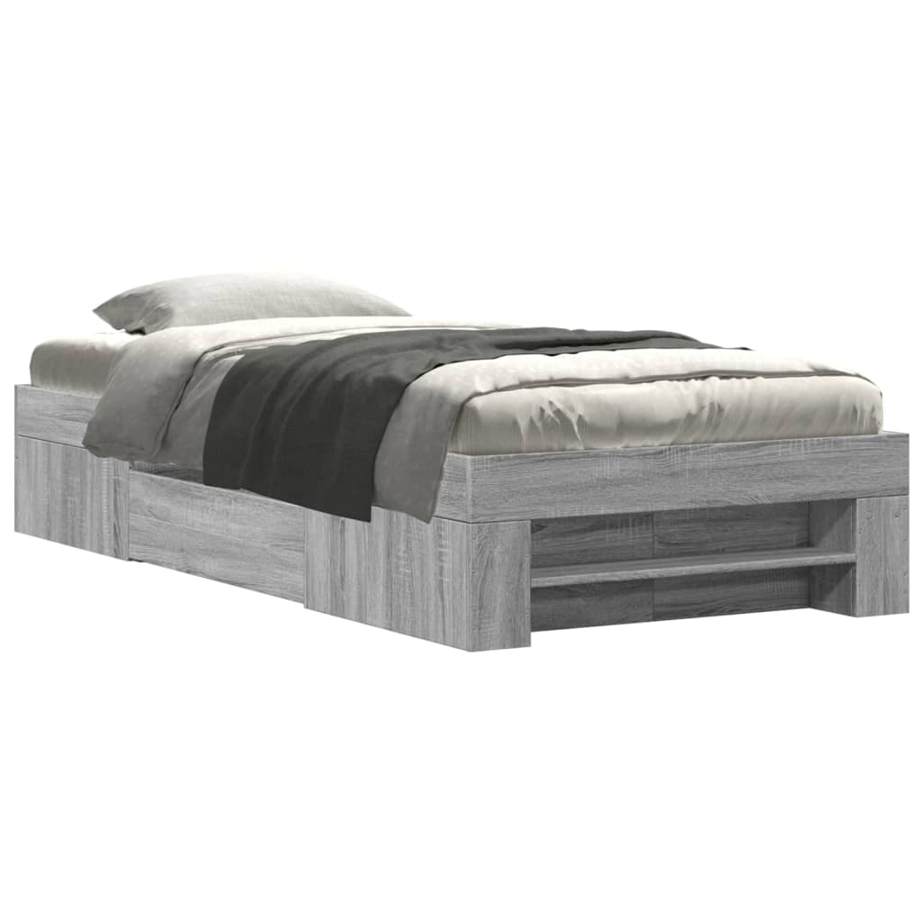 Bed Frame without Mattress Grey Sonoma 90x200 cm Engineered Wood