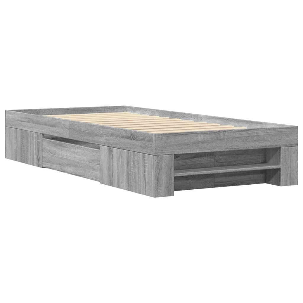Bed Frame without Mattress Grey Sonoma 90x200 cm Engineered Wood