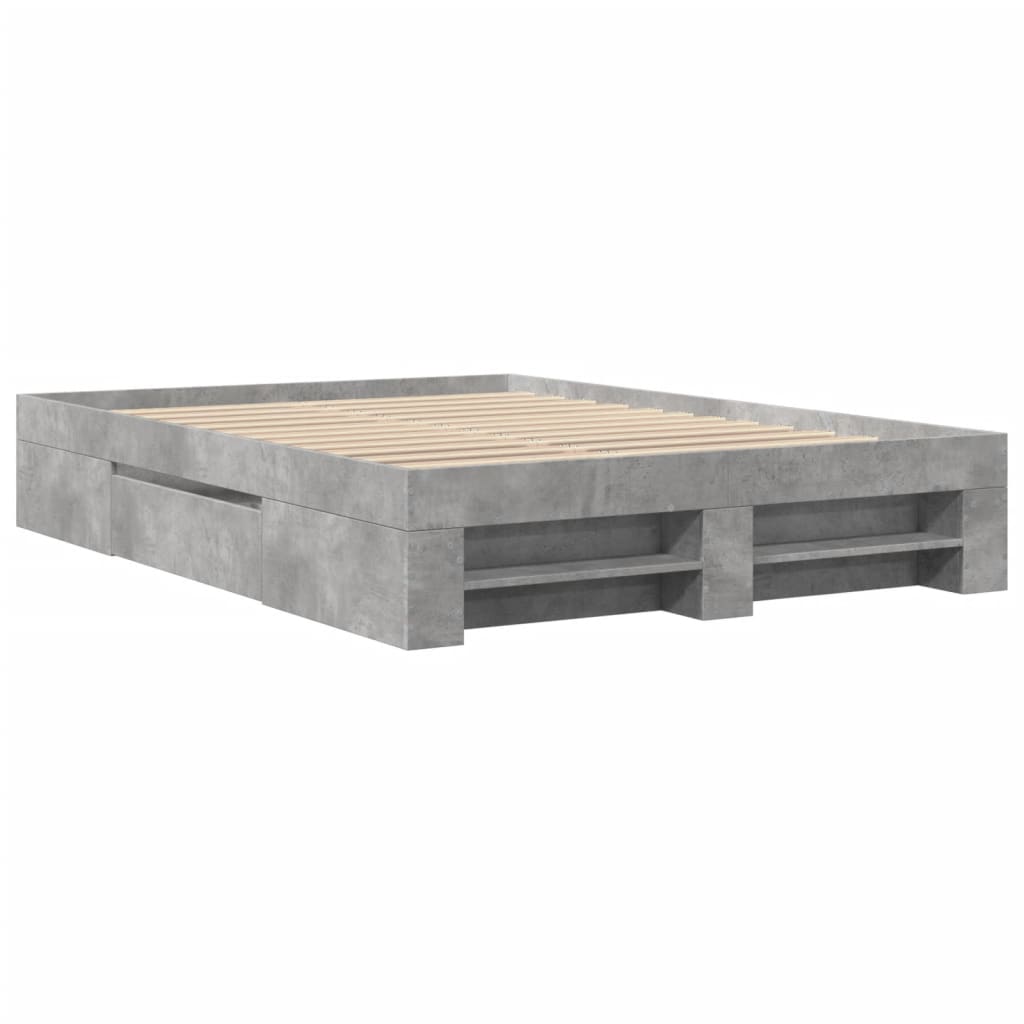Bed Frame without Mattress Concrete Grey 140x190cm Engineered Wood