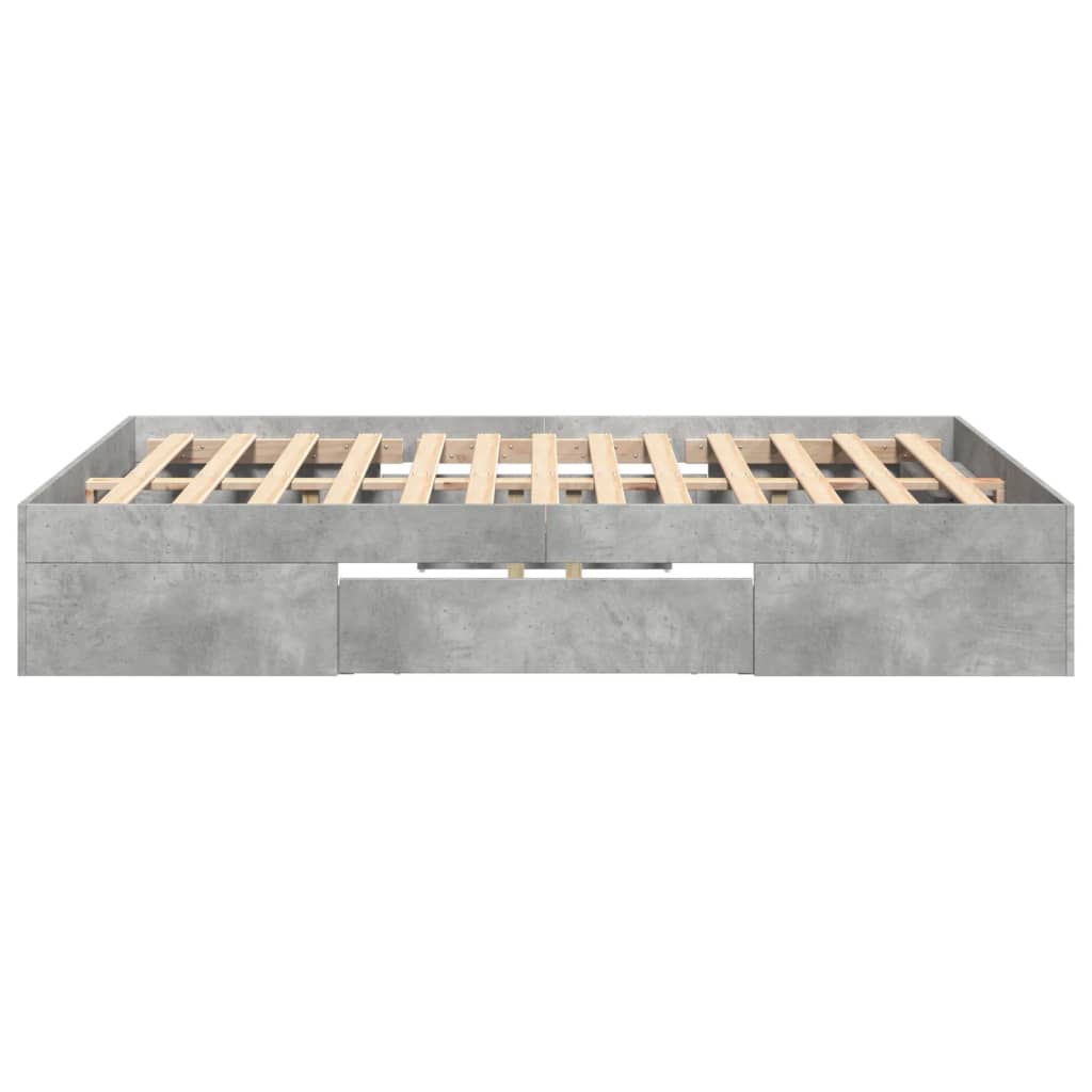Bed Frame without Mattress Concrete Grey 140x190cm Engineered Wood