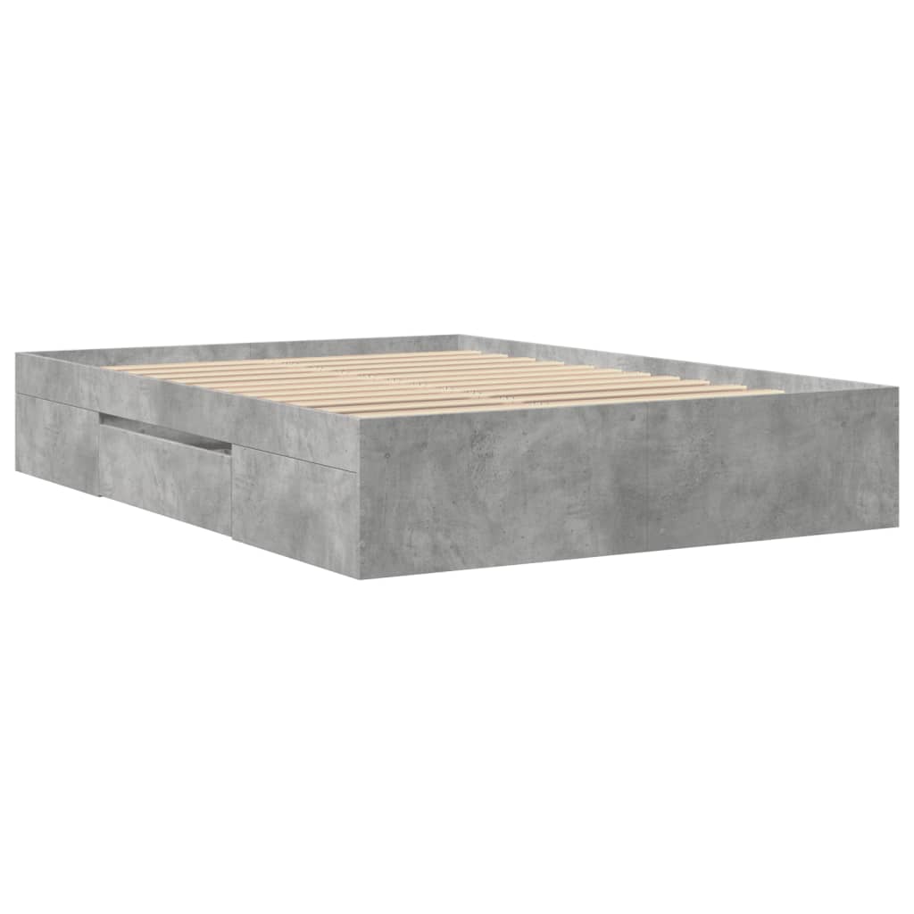 Bed Frame without Mattress Concrete Grey 140x190cm Engineered Wood